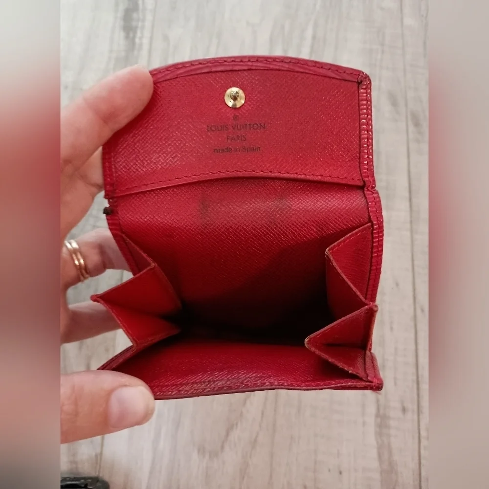 Louis Vuitton Womens Red Epi Leather Coin Purse Holder Envelope Wallet